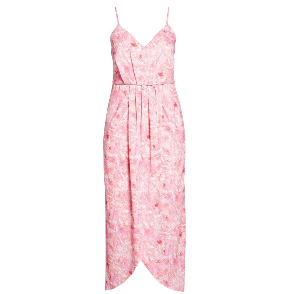 CHELSEA 28 FAUX WRAP CAMISOLE PINK RED SPLATTER PAINT DRESS Size Small